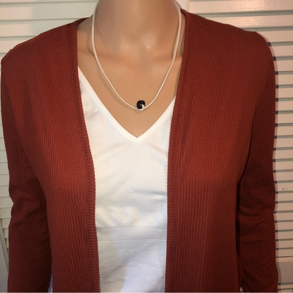 Splash Ribbed Long Duster rusty brown color Small - Picture 4 of 9